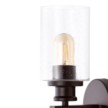 Jules Edison 16.5" Cylinder Iron/Seeded Glass Farmhouse Contemporary LED Wall Sconce - JONATHAN Y